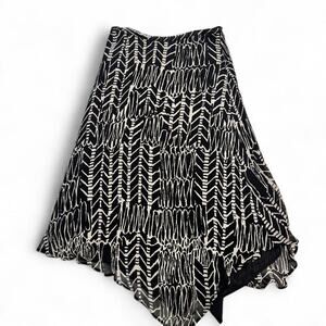 Valerie Stephen’s Black & White Maxi Skirt 100%Silk Size 10 Women Large Low Rise